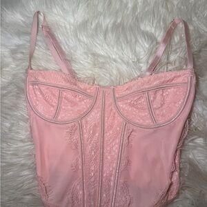 Pacsun Pink Lace Corset Top XS